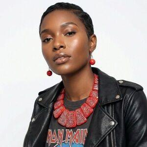 SOLD OUT! 

Red Statement Necklace and Earrings Set